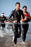Swim leg, water exit - sprint triathlon both waves